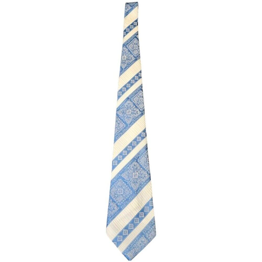 Mark of California Vintage Light Blue & White Men's Tie – Diagonal Stripes
